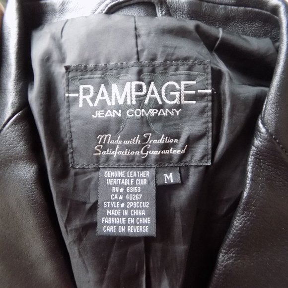 RAMPAGE JEAN CO. Genuine Leather Black Blazer Jacket Size Medium - Picture 4 of 4